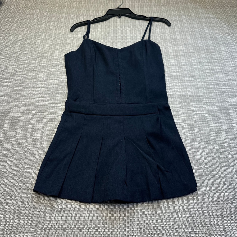 Lush Midnight Pleated Skort Romper Small Hook Eye Corset Style Party Mini